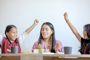 Excited Asian Family