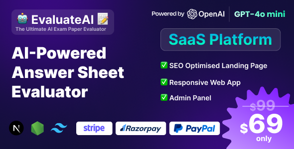 EvaluateAI – AI Powered Answer Sheet Evaluator and Marksheet Generator SaaS Platform