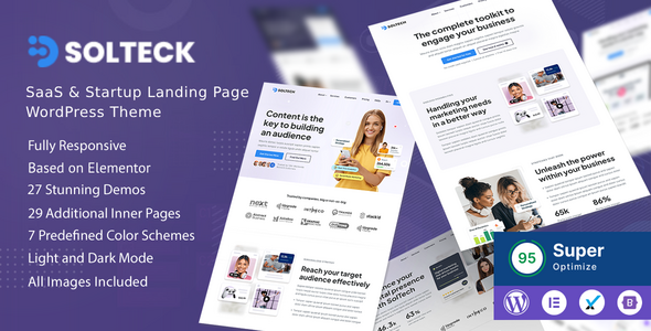 SolTeck – Software, SaaS & Startup Landing WordPress Theme – 0 Sold!