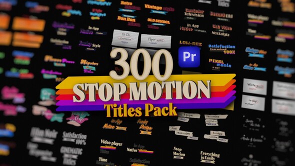 Stop Motion Text Overlays Pack for Premiere Pro: Pop Up, Cartoon, Paper, Wedding, Brush & More