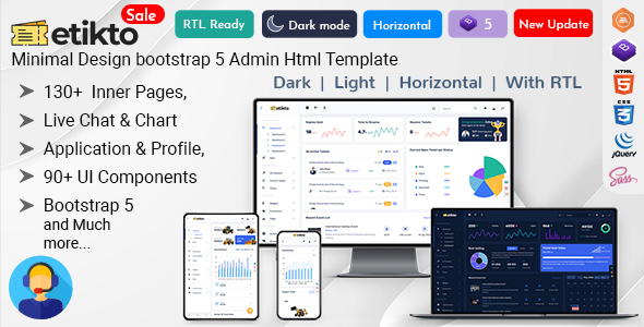 etikto Admin - Ticket Dashboard HTML Template