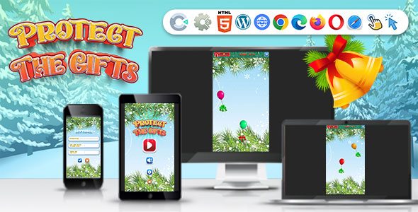 Protect The Gifts ( Construct 3 | C3P | CAPX | HTML5 ) Christmas Game