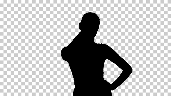 Silhouette woman walking confidently, Alpha Channel