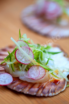 Close up of a creative starter on the restaurant table