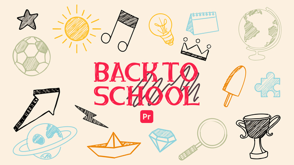 Back to School Scribble Icons for Premiere Pro