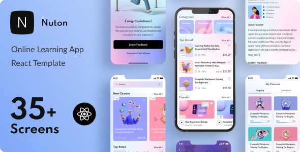 Nuton – Online Learning React App | PWA