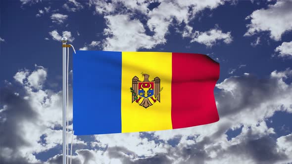 Moldova Flag Waving 4k