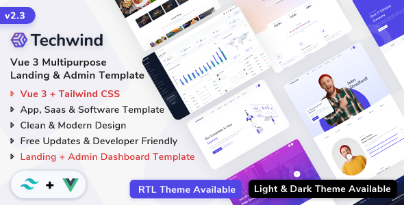 Techwind - Vue Multipurpose App, Saas & Software Landing & Admin Dashboard Template