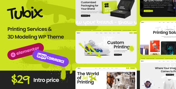 Tubix – Printing Servises & 3D Design WordPress Theme