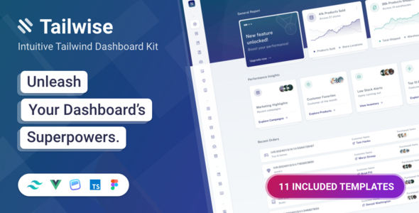 Tailwise – Tailwind CSS Vue Typecript Admin Dashboard Template – 0 Sold!