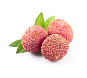 Lychee fruits with leaves