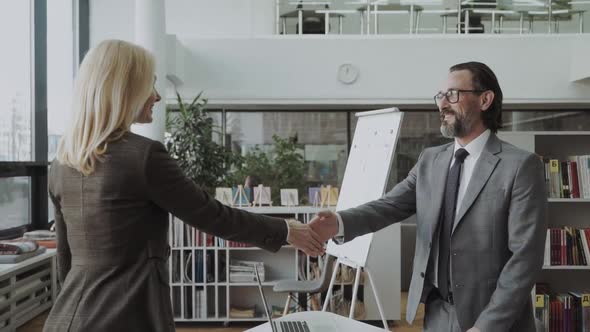 Handshake of Business Partners in the Office