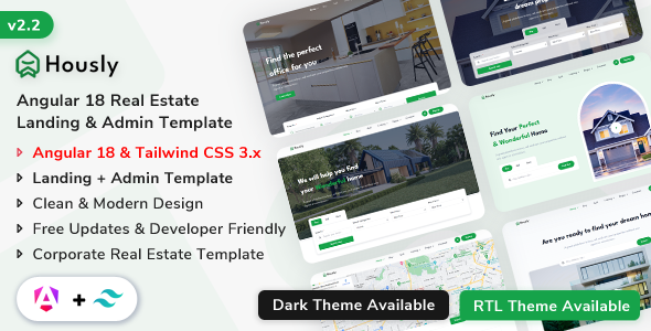 Hously - Angular 18 Real Estate Landing & Admin Dashboard Template