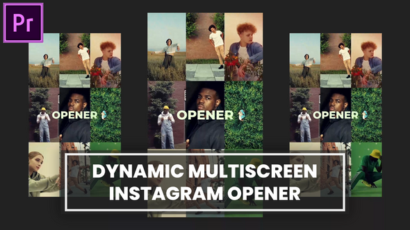 Dynamic Multiscreen Opener Instagram MOGRT for Premier Pro