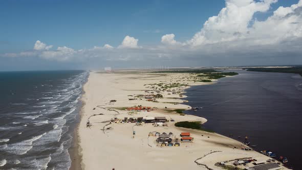 Sand dunes and rain water lagoons at northeast brazilian paradise