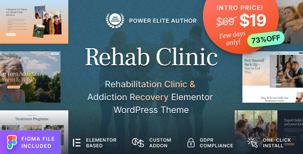 Rehab Clinic – Addiction Recovery Center WordPress Theme – 0 Sold!