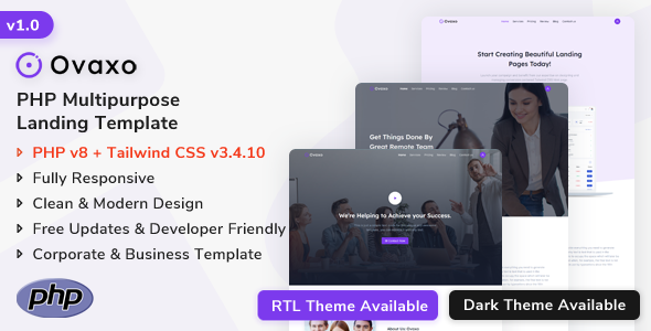 Ovaxo – PHP Multipurpose Business & Corporate Landing Template – 0 Sold!