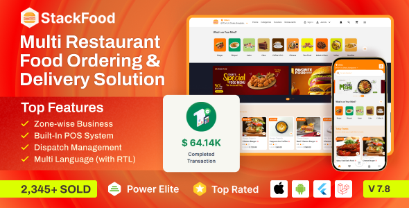 StackFood Multi Restaurant – Food Delivery App with Laravel Admin and Restaurant Panel