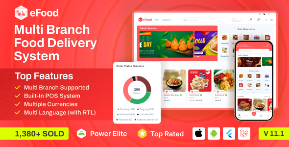 eFood – Food Delivery App with Laravel Admin Panel + Delivery Man App