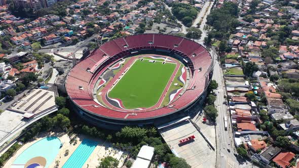 Cityscape of Sao Paulo Brazil. Stunning landscape of sports centre at downtown.