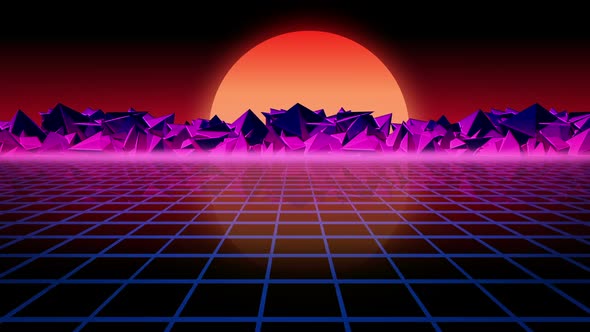 Retro Futuristic Rocky Background