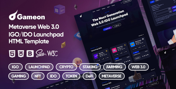 Gameon - Metaverse IGO Launchpad HTML Template