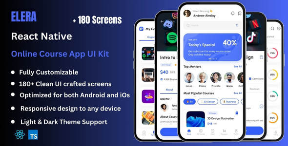 Elera Pro - Online Course & E-Learning React Native Expo App Ui Kit