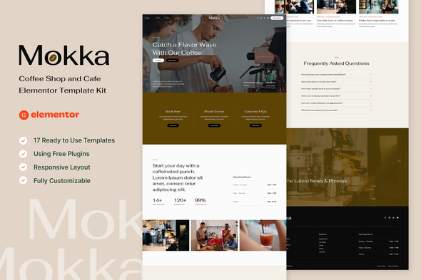 Mokka – Coffee Shop & Cafe Elementor Template Kit – 0 Sold!