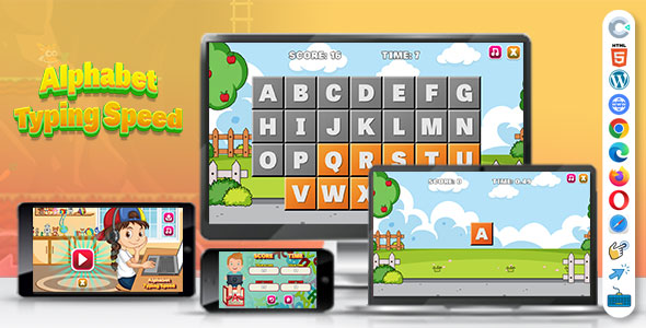 Alphabet Typing Speed Game ( Construct 3 | C3P | HTML5 ) Kids Educational Game