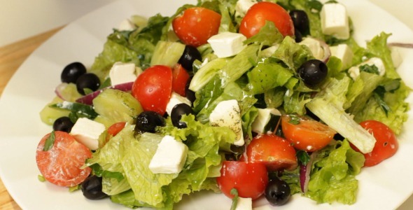 Preparing Greek Salad