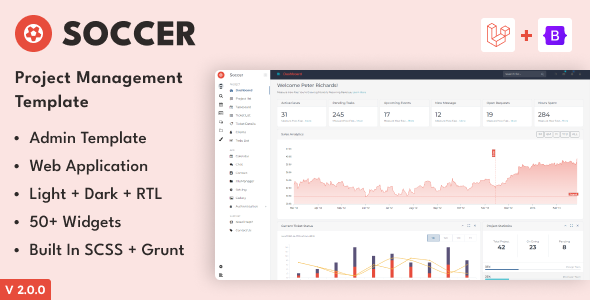 Soccer - Laravel + HTML Project Management Admin Template