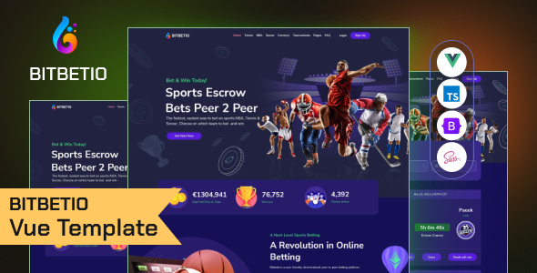 Bitbetio – Sports Betting Website VUE Template – 0 Sold!