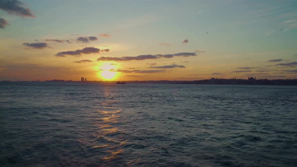 Hyperlapse or time lapse of Istanbul sunset from asian side of Istanbul