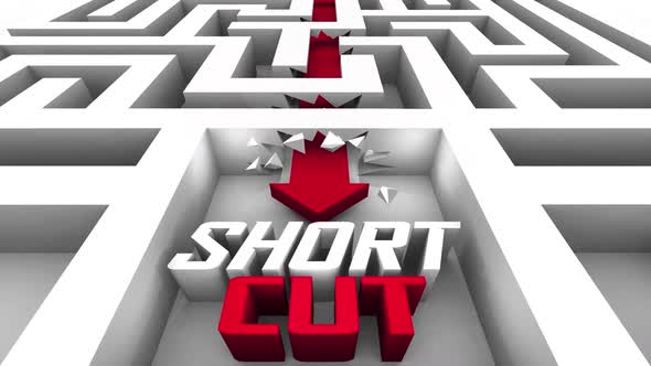 Short Cut Save Time Better Way Maze Break Through 3d Animation