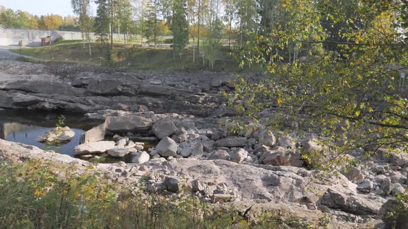 Big Rocks on the River Fronting the Imatrankoski Dam in Saimaa Lake