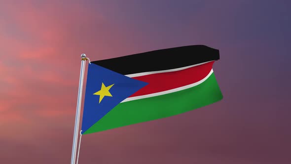 Flag Of South Sudan Waving