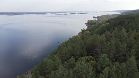 Aerial View of the Dnipro River - the Main River of Ukraine