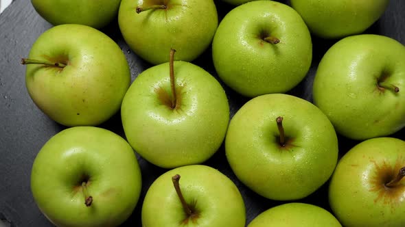 Green Apples Rotating Closeup