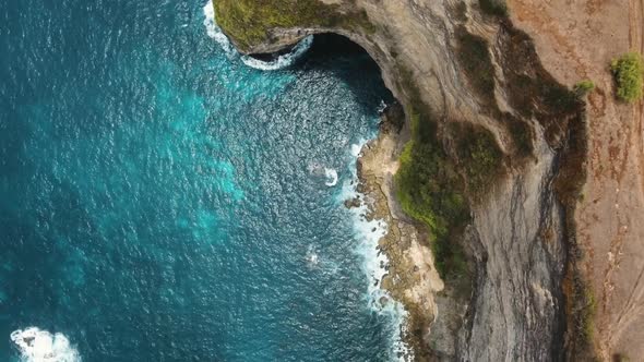 Cliffs Sea Waves Nusa Penida Bali Indonesia