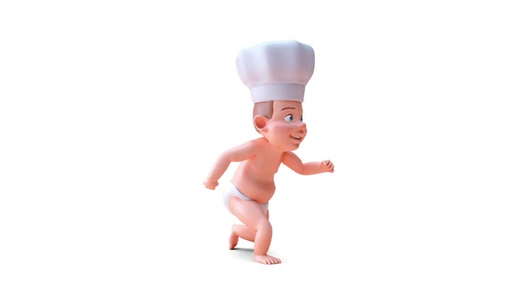 Fun 3D cartoon of a baby chef