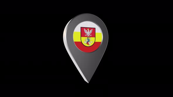 3d Animation Map Navigation Pointer With Flag Of Bialystok (Poland) With Alpha Channel - 4K