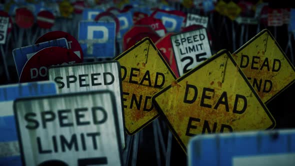 A Lot Of Road Signs In The Road Hd