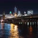 Cannon Street Railway Bridge at night with City skyline in background, London, GB. - VideoHive Item for Sale