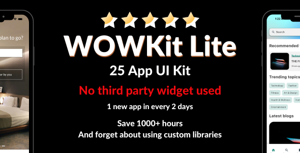 WOWKit – The Ultimate Flutter UI Kit! 25 Apps UI Template, NO THIRD PARTY WIDGET USED