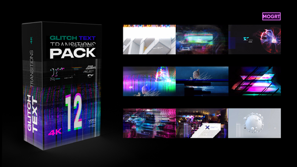 Glitch Text Transitions Pack 12 | MOGRT