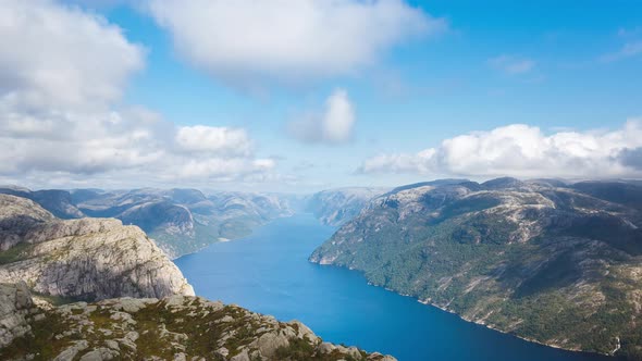 Aerial view of the Lysefjord in Norway in summer