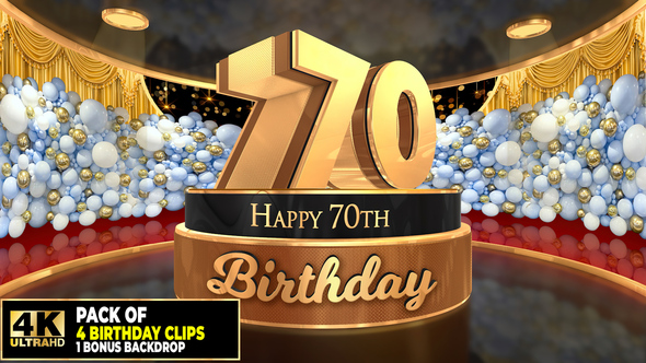 70 years, 70th Birthday 3D cake intro pack  with a bonus backdrop