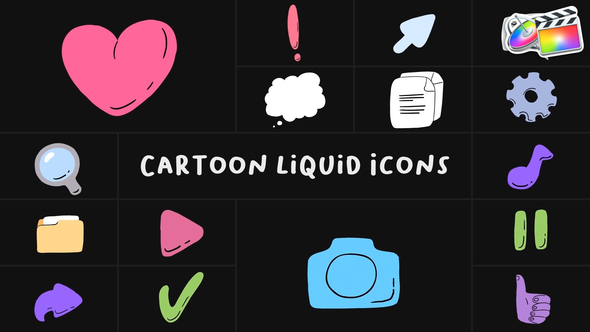 Cartoon Liquid Icons for FCPX alt