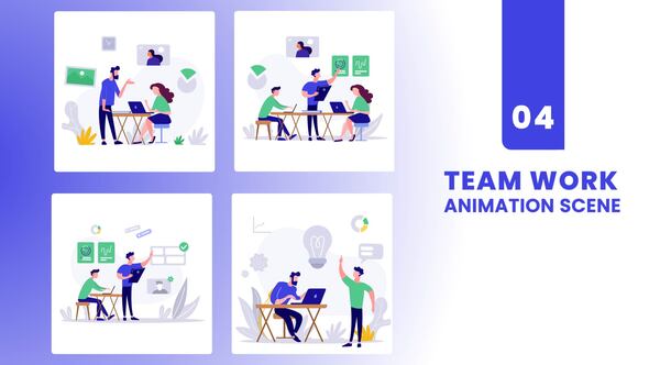 Process of Team Work Illustration Animation Scene