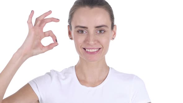 Middle Aged Woman Gesturing Okay Sign